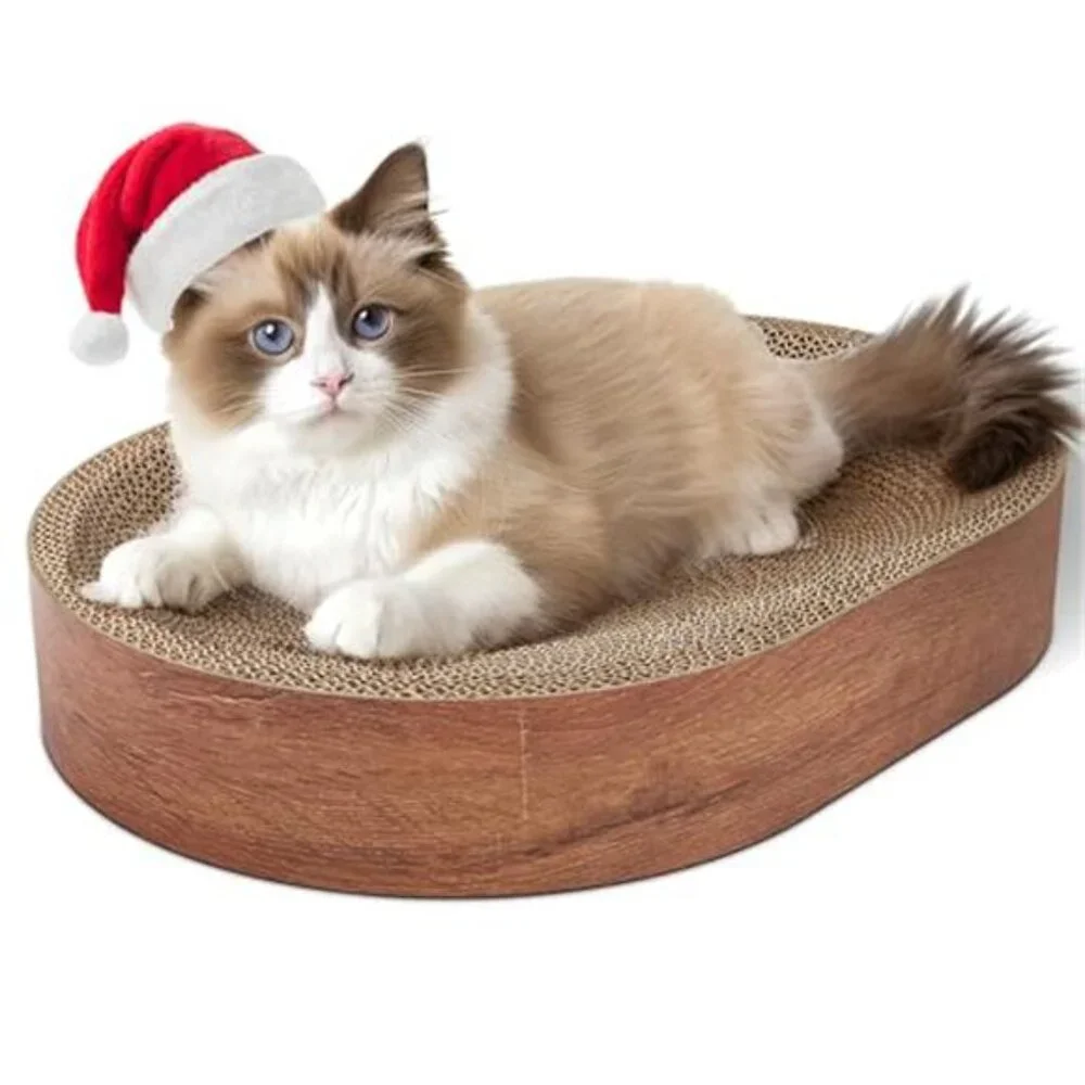 Cat Scratcher Bed Indoor Cats Cardboard Scratch Pad Oval Kitten Furniture Protec